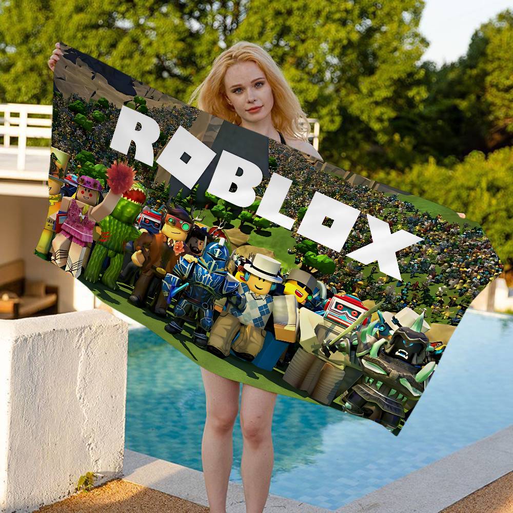 Игровое одеяло R-Robloxs из прохладной микрофибры, быстросохнущие пляжные полотенца, большого размера с принтом, супервпитывающее полотенце-одеяло для бассейна