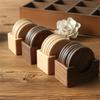 6pcs/set Walnut Wood Coasters Placemats Decorative Round Insulated Beverage Coasters Home Decor Wooden Insulation Pad