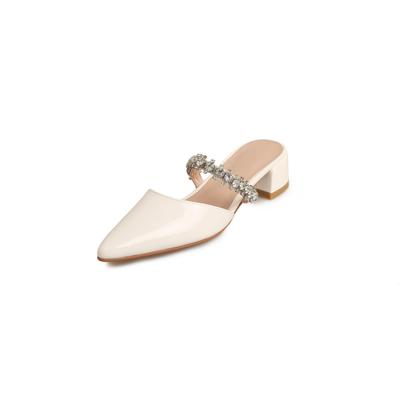 Летние заостренные толстые средние каблуки, верхняя одежда из овчины, тапочки, женские сандалии Baotou