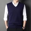 Wool Vest Autumn Men's Sleeveless Solid Color Knitted Vest Thick Sweater Men's Shoulder