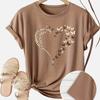 Women Summer T Shirt Print Butterfly Heart Shape Short Sleeve Tees Casual Printed Tops