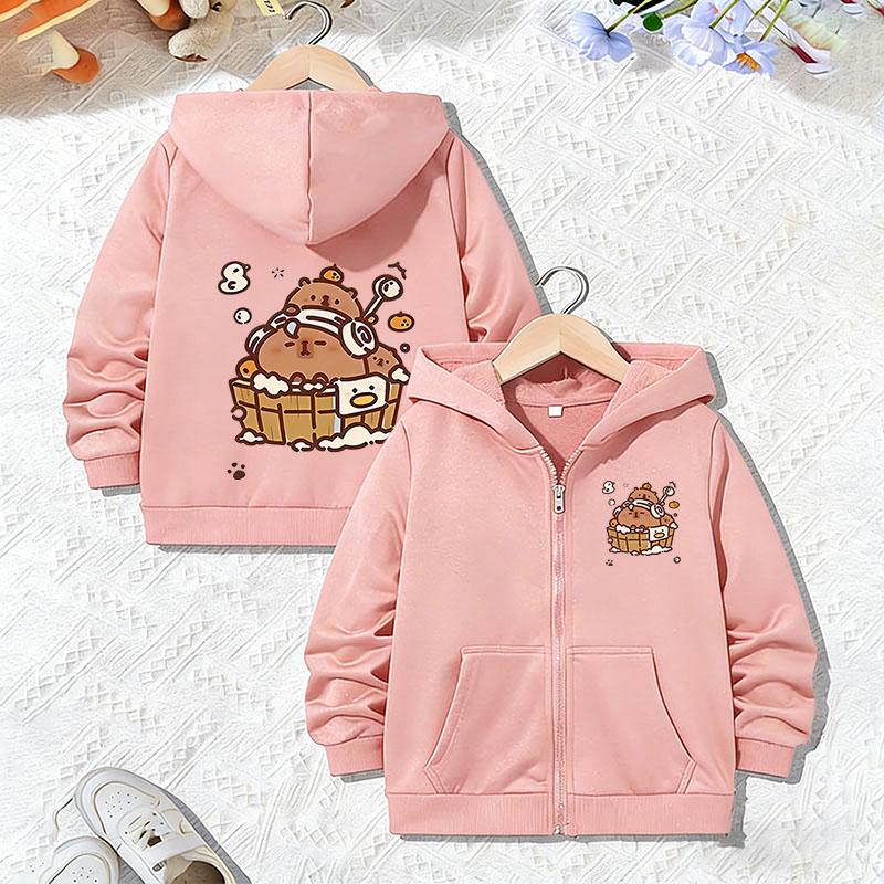 New Hoodie Jacket for Boys Girls Zipper Autumn Trendy Animal Cartoon Sweatshirts Zip Up Clothes