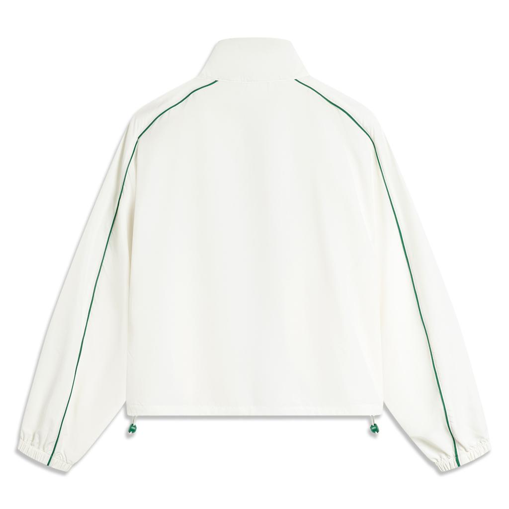 Li-Ning Спортивная ветровка с воротником-стойкой и цветными блоками, женская верхняя одежда, цвет не совсем белый AFDU540-1