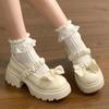 Lucyever Sweet Bowknot Mary Janes Shoes Women 2024 Fashion Chunky Platform Pumps Woman Pleated Strap Thick Sole Lolita Shoes