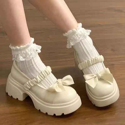 Туфли Мэри Джейн Lucyever Sweet Bowknot, женские, 2024, модные, на толстой платформе, женские, с плиссированным ремешком, на толстой подошве, в стиле Лолиты