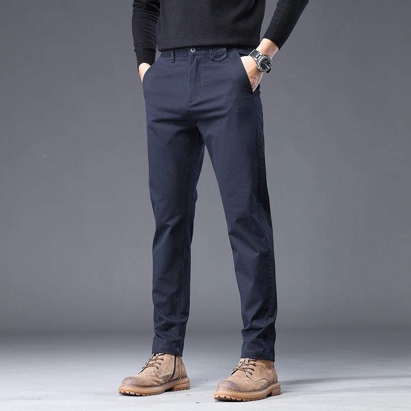 Весна и Лето Новые Мужские Повседневные Брюки Однотонные Деловые Прямые Приталенные Модные Брюки с Индивидуальностью Мужские