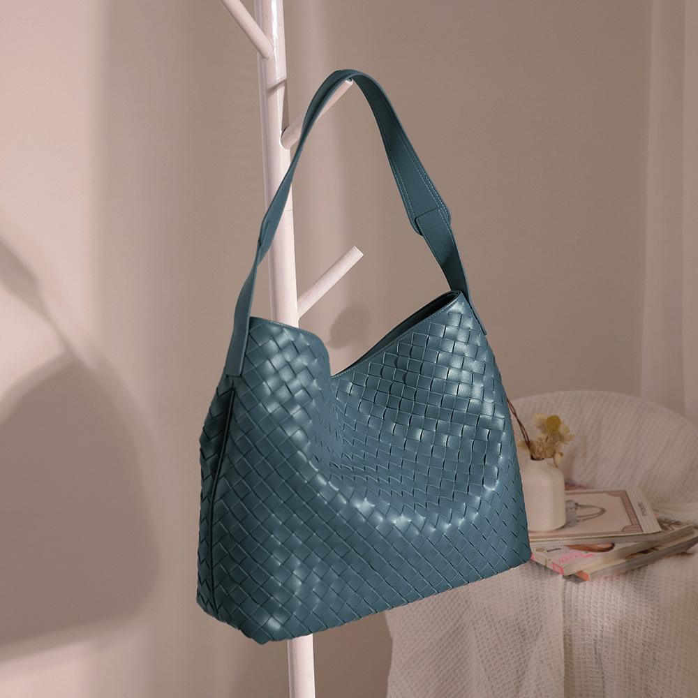Женская сумка из взрывной кожи, пересекающая границы, простая и модная плетёная сумка-тоут, вместительная ручная сумка на плечо, женская из коровьей кожи