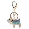 Dog Keychain Electroplating Process Rhinestones Puppy Keychain Pure Color Dripping Process Keychain