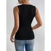Women European Style 3d Flower Decoration Solid Sleeveless Crop Tank Top