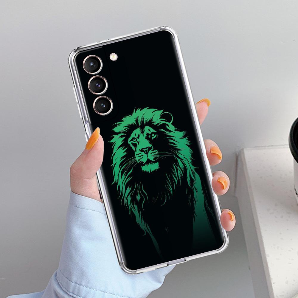 Чехол для телефона Samsung Galaxy S26 S25 S24 S23 S22 Ultra S20 S21 FE 5G Plus Мягкий Прозрачный Чехол Лаконичный Узор со Львом