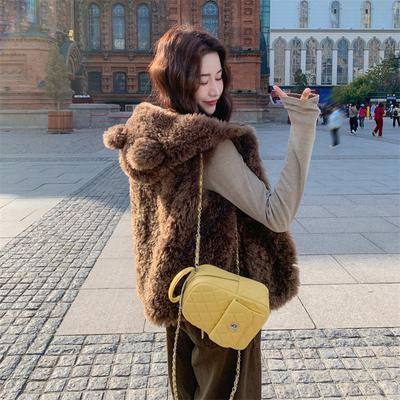 Зимний короткий модный милый универсальный жилет с медвежьими ушками, женская куртка с капюшоном