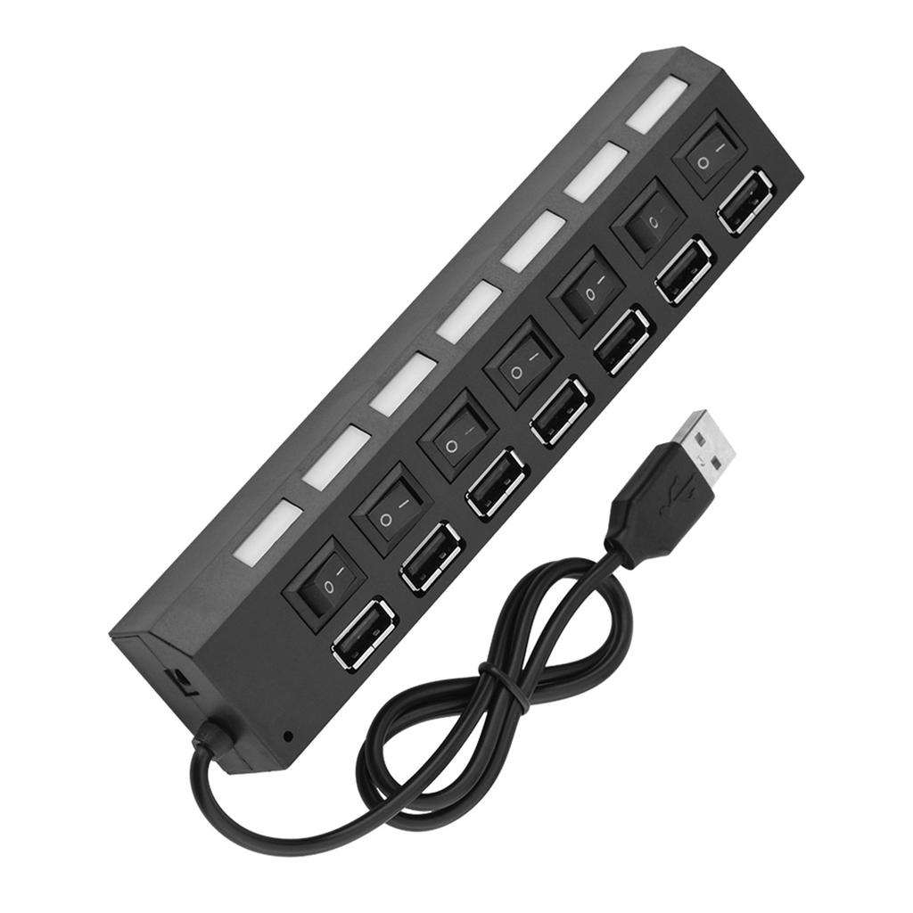 480Mbps 7 Port USB Hub No Conflict Plug & Play 7 Port USB 2.0 Hub for MousePrinterScanner
