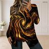 Women Plus Size Square Neck Long Sleeve Red Black Printed Button Detail Layered Front T Shirt