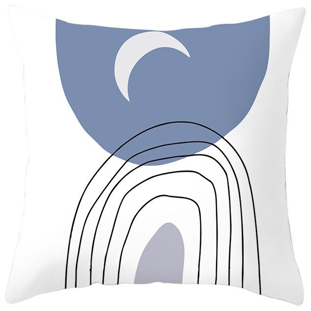 Nordic Blue and Purple Abstract Geometric Pillowcase Peach Leather Velvet Printed Home Fabric Sofa Pillow Cushion Cover