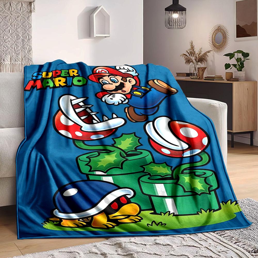 1Pc Super Mario Adventure Blanket Soft And Comfortable Casual Warm Camping Travel Christmas Halloween Xmas Gift M928785
