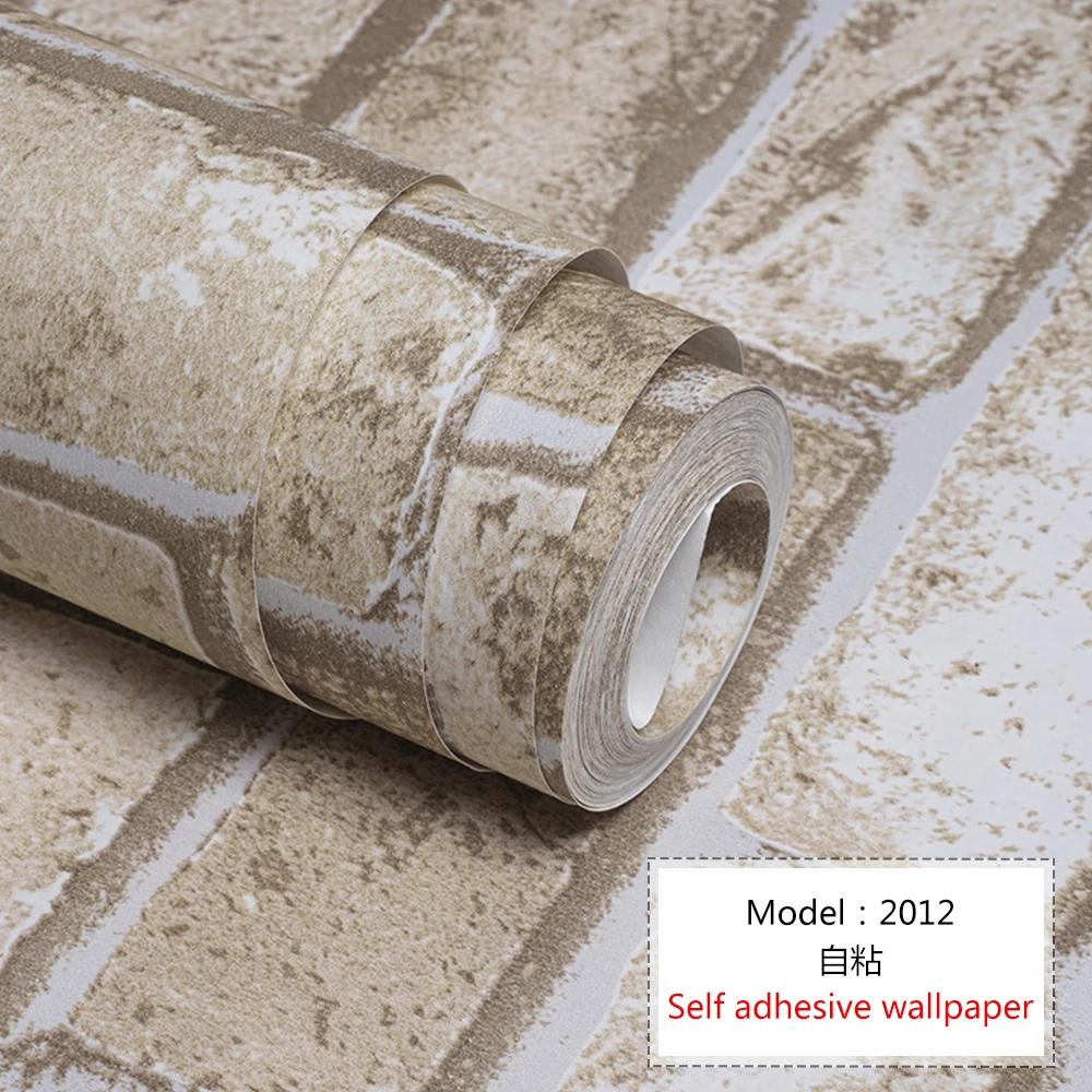 Self Adhesive Wallpaper Cafe Clothing Store Restaurant Brick Pattern Wallpaper 3D Retro Brick Culture Stone Pattern Wallpapers