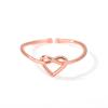 Exquisite Gold-Plated Heart-Shaped Open Ring, Women'S Adjustable Ring, Versatile Romantic Accessory For Daily Use