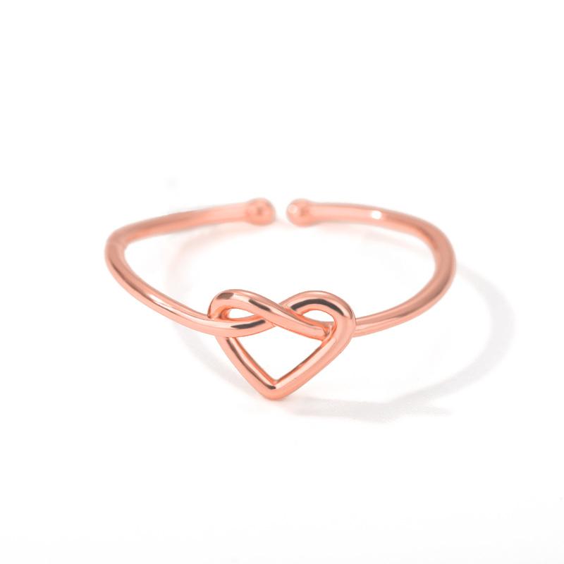 Exquisite Gold-Plated Heart-Shaped Open Ring, Women'S Adjustable Ring, Versatile Romantic Accessory For Daily Use