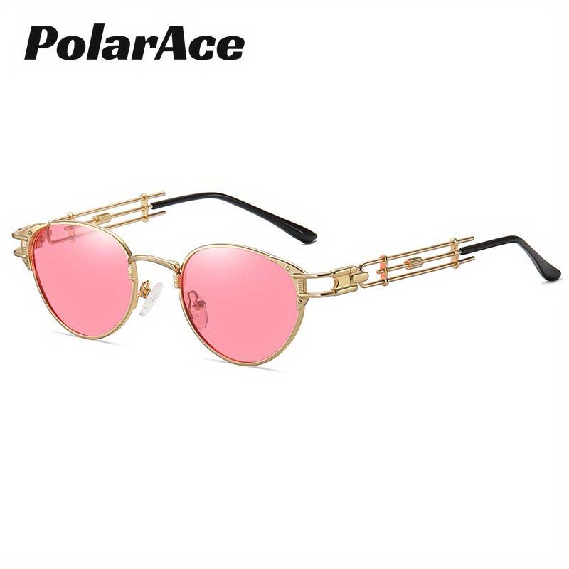PolarAce Unisex Metal Polarized Steam Punk Style Heavy Metal Trendy Street Photo Concave Sunglasses, UV400