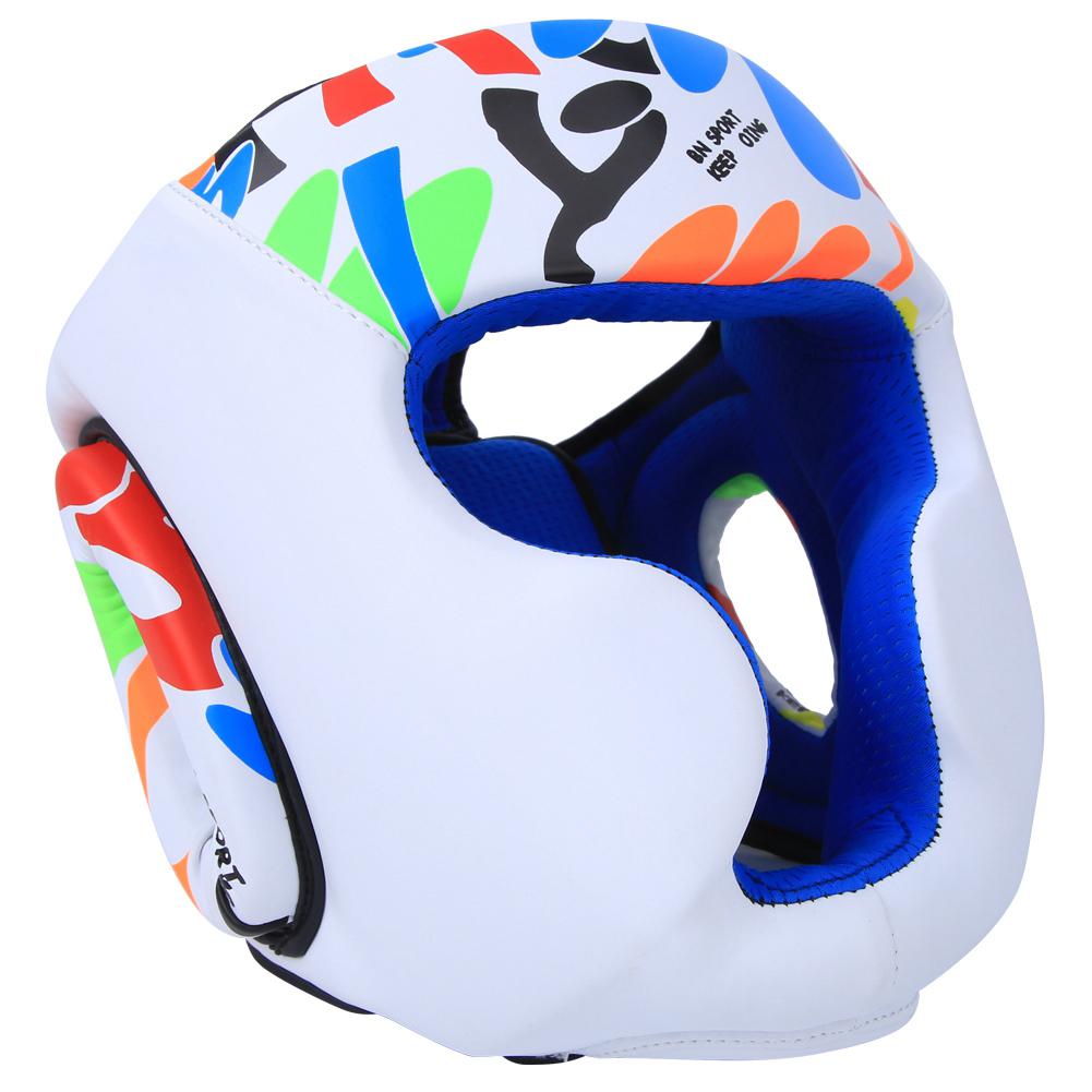 BN FIGHT Graffiti Children Helmet Heads Guard Protective Gear for Boxing Muay Thai Taekwondo TrainingS size  white