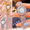 Women's Watch Bracelet Kit,Round Dial, Shiny Rhinestones, Roman Numerals Pointer Display