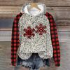 Women's Fashion Pullover Plunging Sleeve Christmas Printed Hooded Sweatshirt