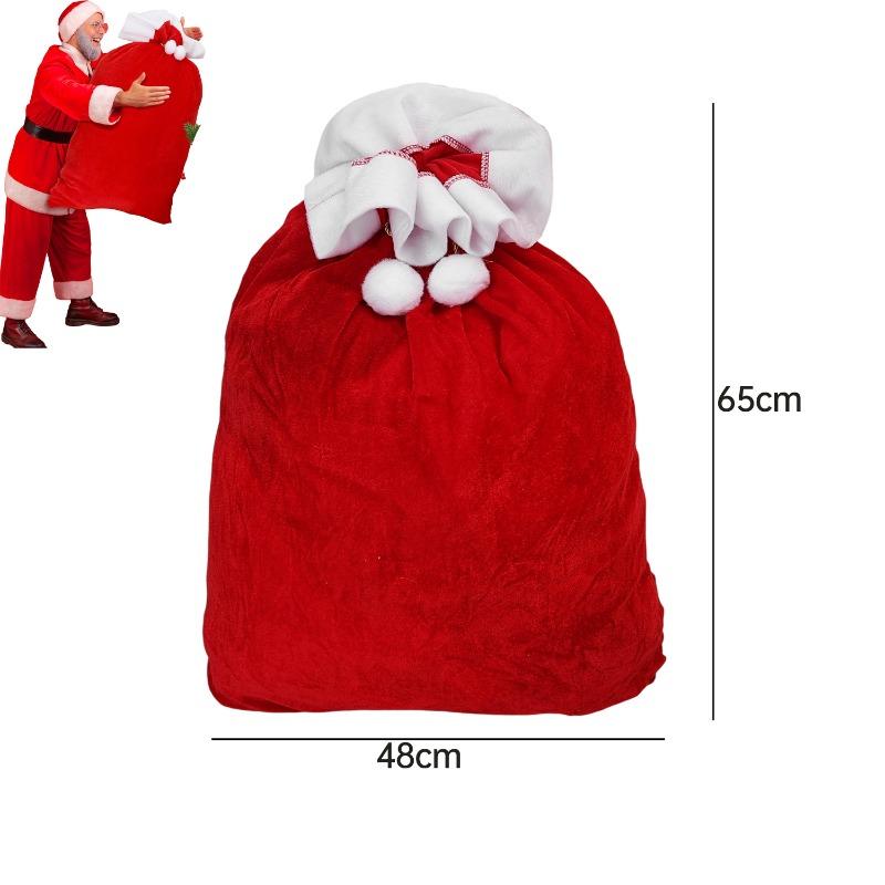 Large Christmas Santa Sack Red Velvet Santa Claus Bags Candies Goodie Wrapping Sack Drawstring Christmas Present Gift Pouch