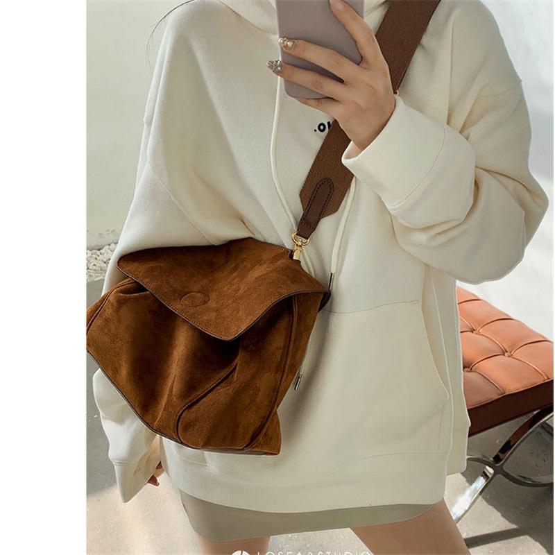 Ретро коричневая бархатная ткань Hundred с осенне-зимней сумкой большой емкости сумка через плечо женская сумка большая сумка