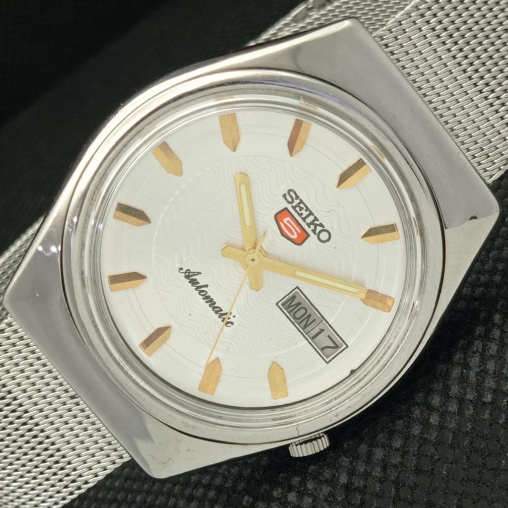 USED VINTAGE SEIKO 5 AUTOMATIC 7005A JAPAN MENS D/D SILVER WATCH 603-a313762-9 SKU603-a313762