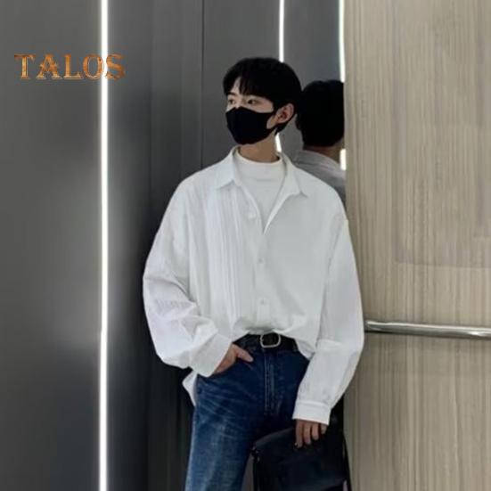 Мужская рубашка свободного кроя, однотонный кардиган с отложным воротником, однобортный, осенне-весенний топ, рубашка средней длины в уличном стиле