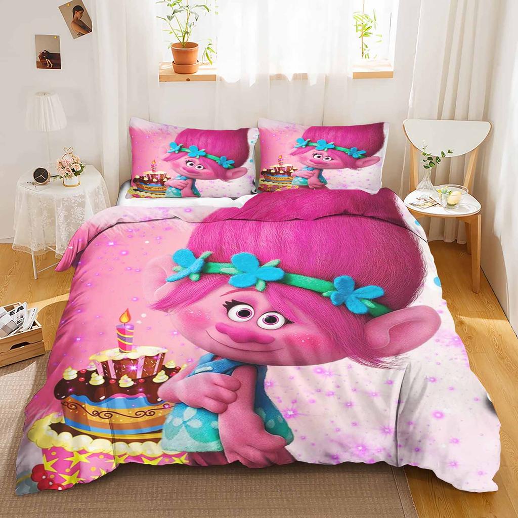 Trolls Anime Bedding Set Duvet Cover 1009 Polyester Suitable For Children And Adults 3-Piece Set