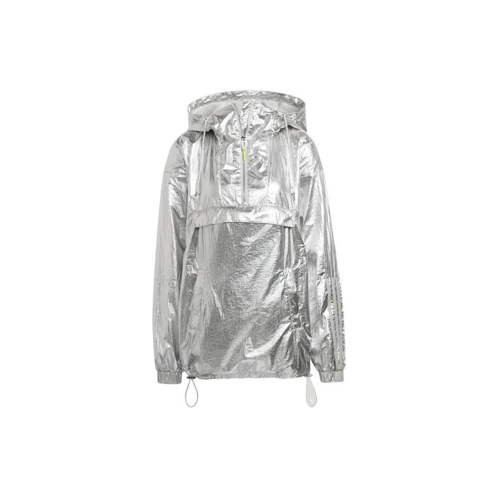 Adidas Originals Trefoil Solid Color Half-Zip Hooded Jacket Unisex Jacket Silver HN5854