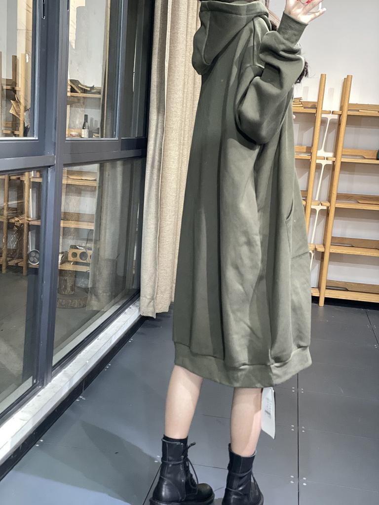 Plus Size Women Autumn Winter Long Dress Loose Casual Oversized Hoodie Hooded Sweatshirts Dresses