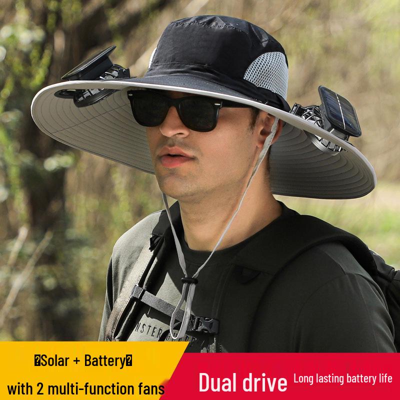 Men's Solar-Powered Cooling Hat with Fan for Outdoor Work