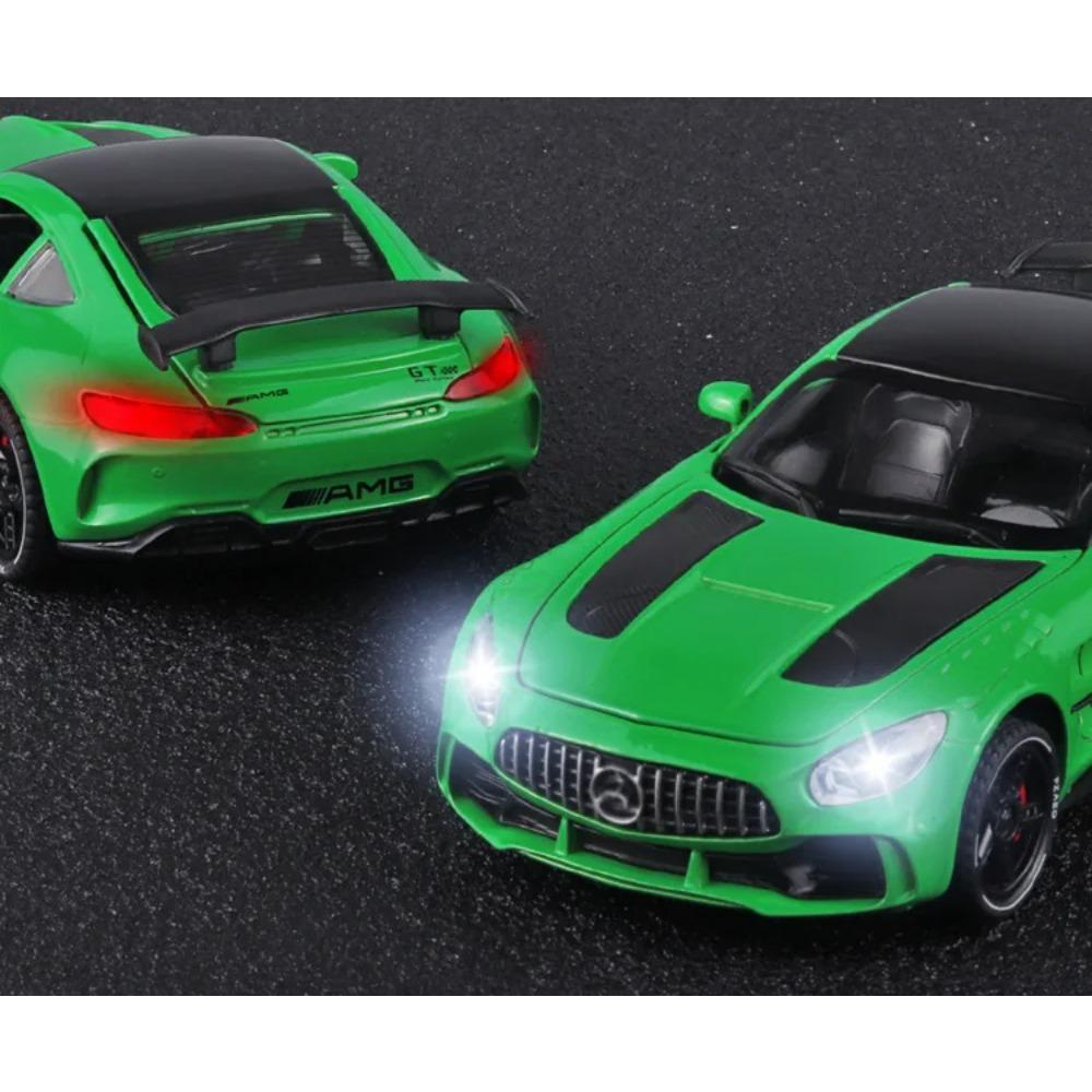 1/32 Mercedes Benz AMG GTR Alloy Sports Car Diecast Metal Model Sound & Light Toy Car Central Control Ornaments Display Kid Gift