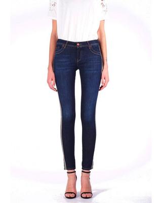 Женские джинсы - Kaporal - Satin Klass - Слим - Синий - Выбеленные с боковой полосой