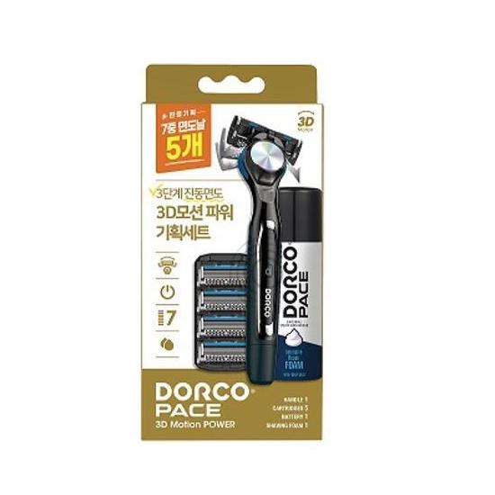 Dorco Бритвенный набор PACE 3D Motion Power (Ручка + 5 лезвий + 74 мл пены для бритья)