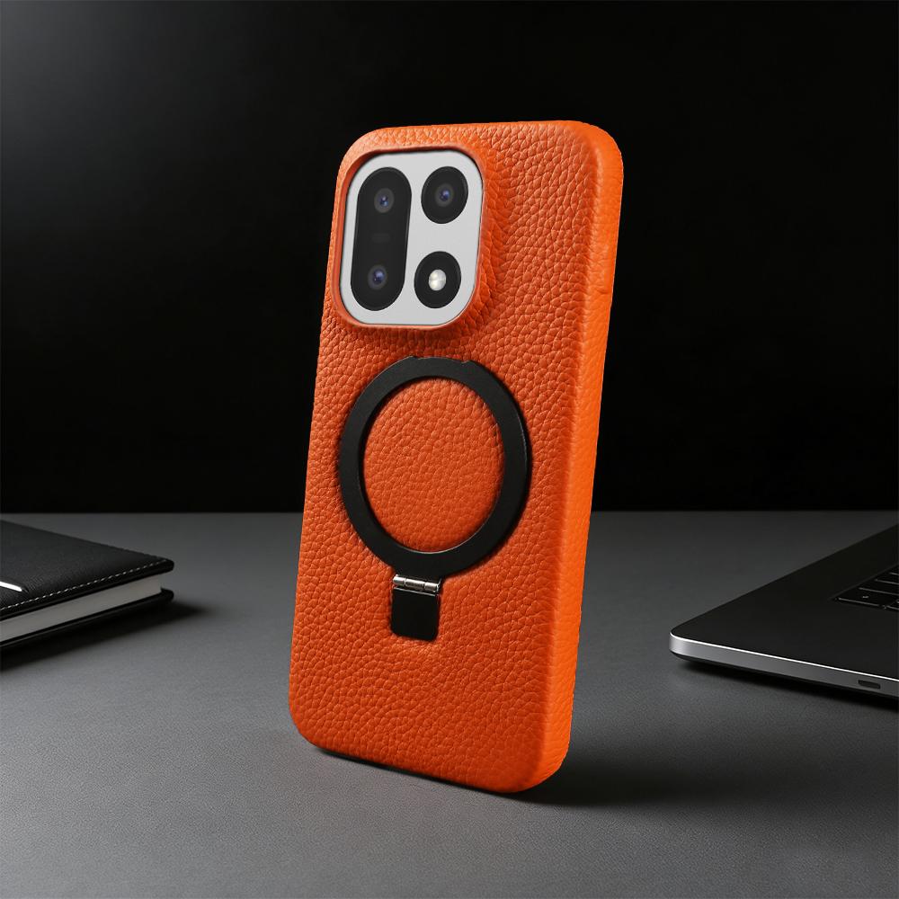 Phone Case For OnePlus 15R 15 13S 13T 13 12 11 Nord N100 CE5 CE3 Ace 5 Pro 6 6T Genuine Leather Case Magnetic Bracket Stand Ring