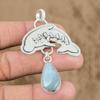 Natural Aquamarine Gemstone Pendant Fish 925 Sterling Silver Indian Jewelry