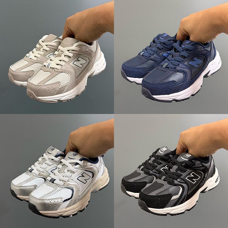 NB 530 Детская кожаная спортивная обувь: Удобные, Легкие, Нескользящие, Мягкая Подошва, Повседневные Кроссовки Унисекс.