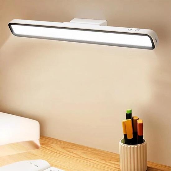 Plastic Magnetic Dormitory LED Lamp  USB Rechargeable Desk Light Dimmable Touch Control Study Emergency Use, White