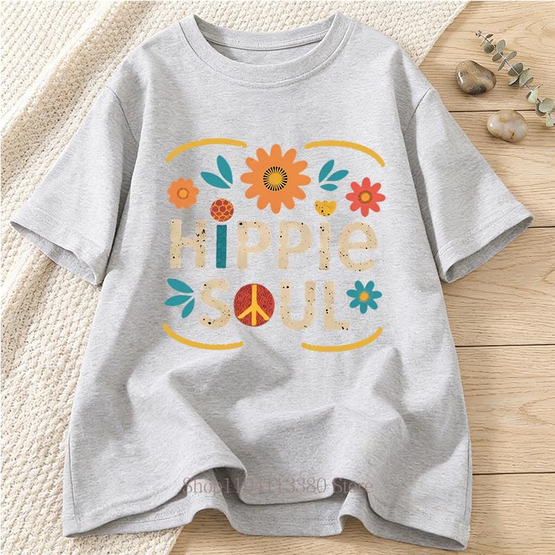 Hippie Soul Graphic Print Tshirts Women Unisex Summer Casual Fashion Streetwear Tops Oversize ONeck Short Sleeve Tshirts