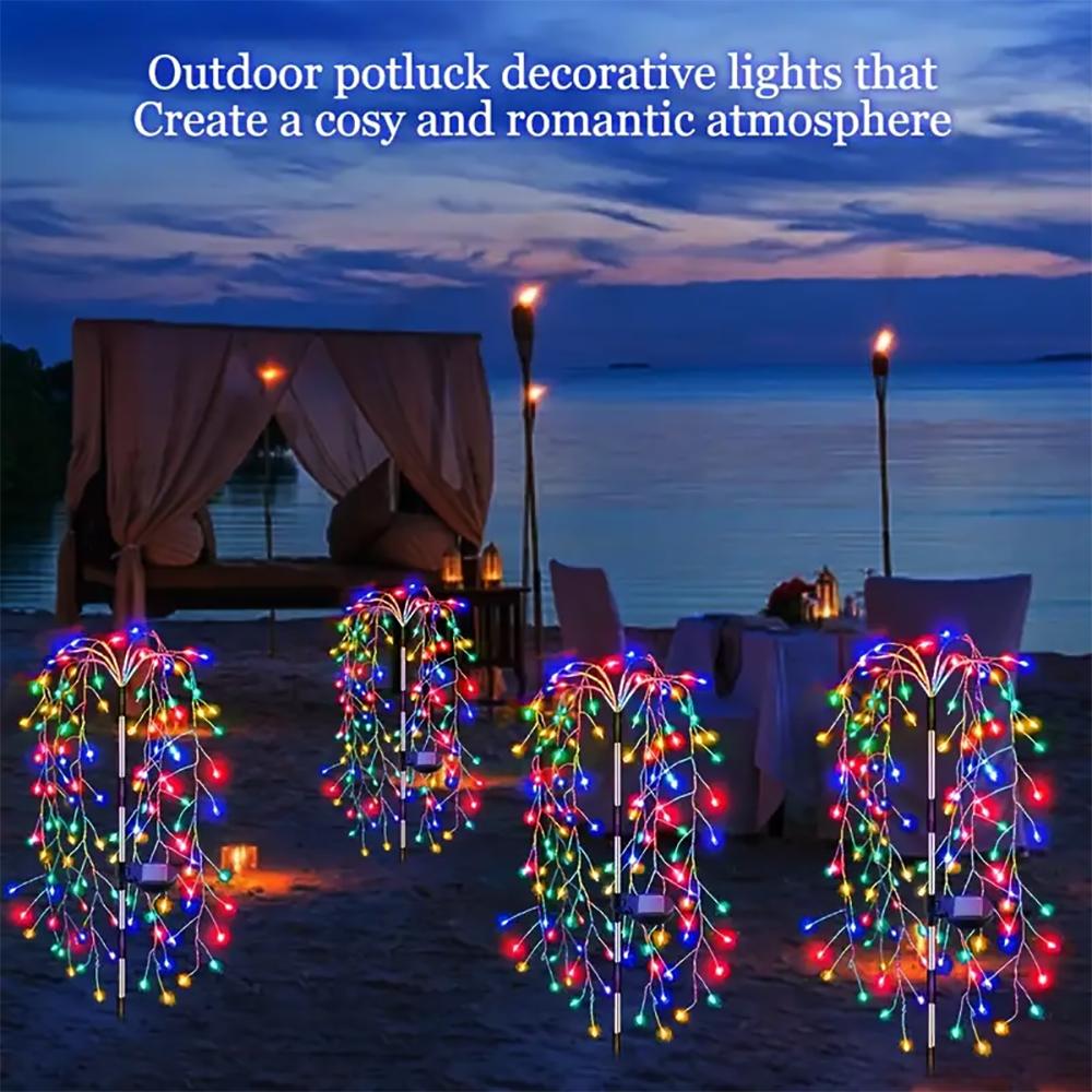 200 светодиодов, наружный солнечный фейерверк на иве, светодиодная декоративная гирлянда, 8 режимов освещения, праздничная гирлянда для сада и газона