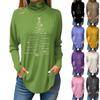 Women's Fashionable Loose-Fit High-Neck T-Shirt With Christmas Print Long-Sleeved Top