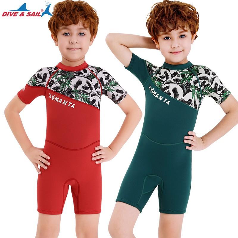Kids 2.5mm Neoprene Wetsuit Short Sleeve Full Body Dive Suit Snorkeling Surfing Jellyfish Protection Winter Fall