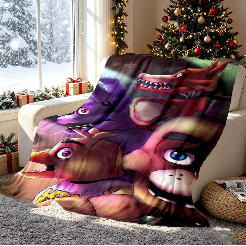 Five Nights at Freddy's Pattern Blanket for Home Decoration, Bed, Sofa, Car Travel, Camping, Suitable for All Seasons, Birthday Christmas Gift