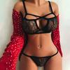 S-3XL Новый женский сексуальный бюстгальтер пуш-ап, трусы, нижнее белье, кружевное прозрачное сетчатое нижнее белье с цветочным принтом, комплект нижнего белья