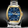 POEDAGAR Luxury Stainless Steel Watches for Man Luminous Waterproof Date Week Men Watch Tonneau Case Men's Quartz Watches