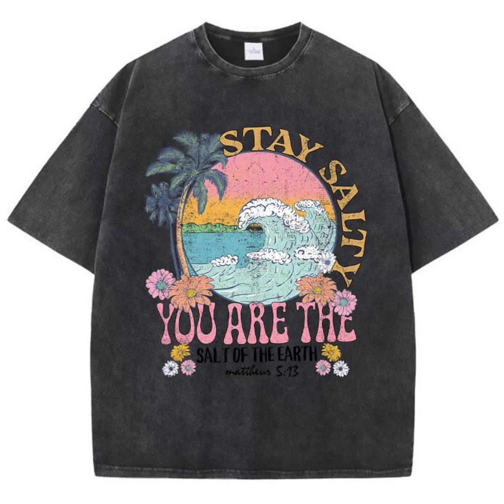 Футболка Stay Salty You Are The Salt Of The Earth женская уличная дышащая футболка с круглым вырезом и коротким рукавом простая свободная футболка