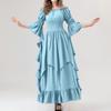 Women's Vintage Solid Color Lace Collar 3/4 Sleeve Cos Dress